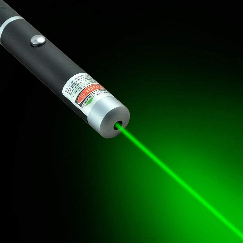Green Laser Pointer Party Pen with Disco Lights, Up to 2000 Meters Range, and 2 AAA Cells