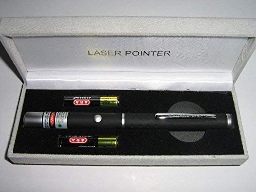 Green Laser Pointer Party Pen with Disco Lights, Up to 2000 Meters Range, and 2 AAA Cells