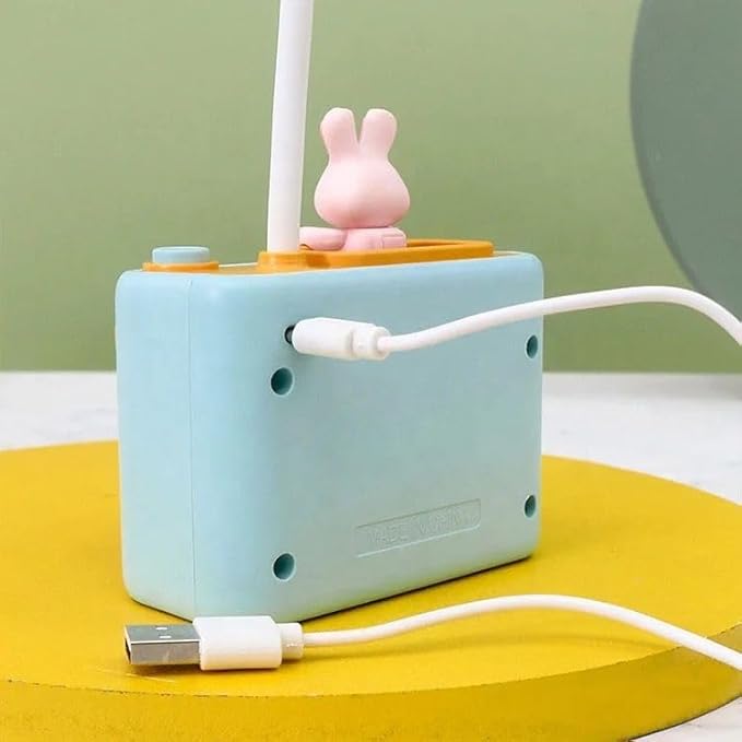 Camera Shaped Pastel Color 3 in-1 Night lamp with Sharpener, Pen Holder Cute Character Pen Stand, LED Chargeable Lamp - Toy Temple