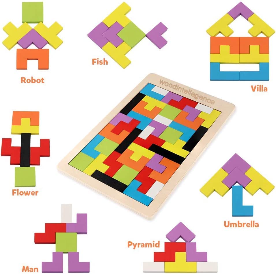 Wooden Intelligence Puzzle Board, Educational Russian Puzzle Block Brain Games for Kids, Multi - Toy Temple