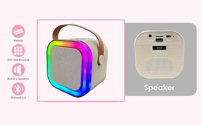 Karaoke Machine for Kids Adults, Mini Portable Blue-Tooth Karaoke Speaker with Wireless Microphone and Dynamic Lights Birthday Gift Home KTV Outdoor Travel (Multicolor) (1) - Toy Temple