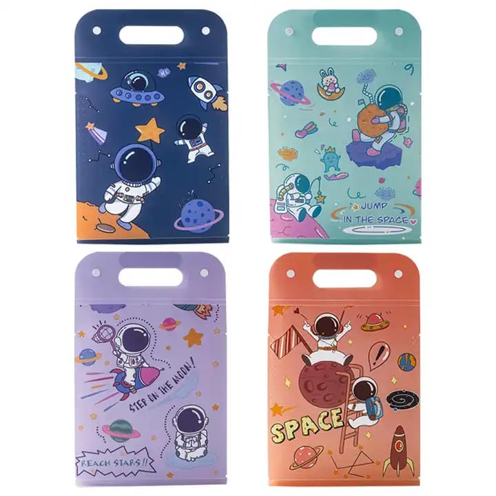 Piano Shape File Folder with Button Lock and Handle – Space Theme Certificates Holder with 12 Pockets, Office Documents File, A4 Size Expandable Folders for Documents (Pack of 1; Random Color) (Space or Uncorn print Print) - Toy Temple