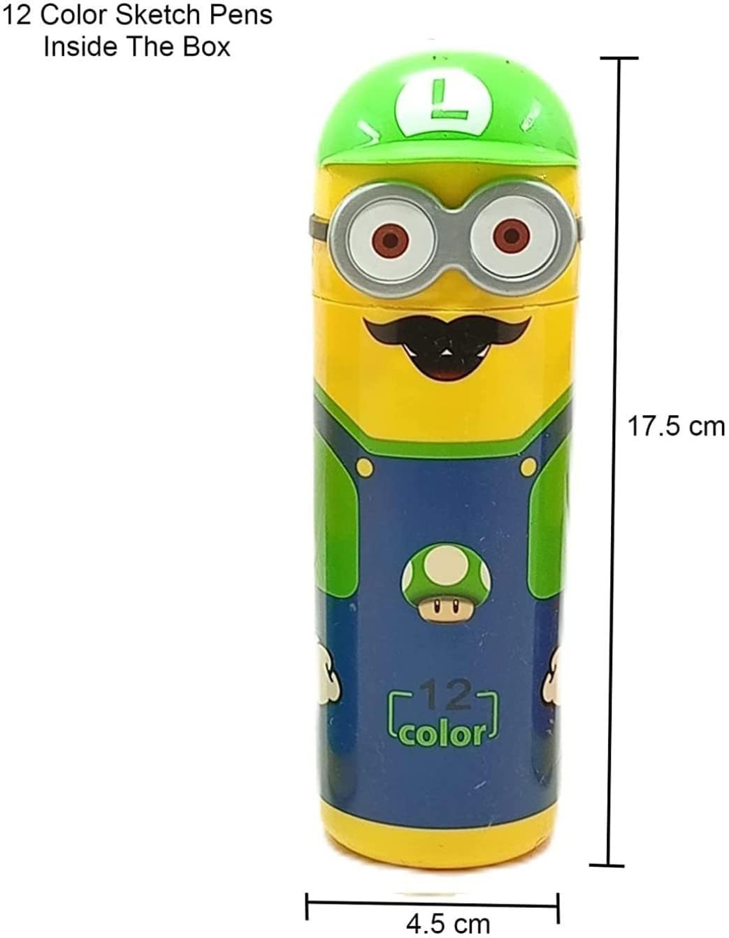 ToyTemple Minion Pencil Case with 12 Color Pens and Mario Cartoon Pencil Box Stationary Kit for Kids - Toy Temple