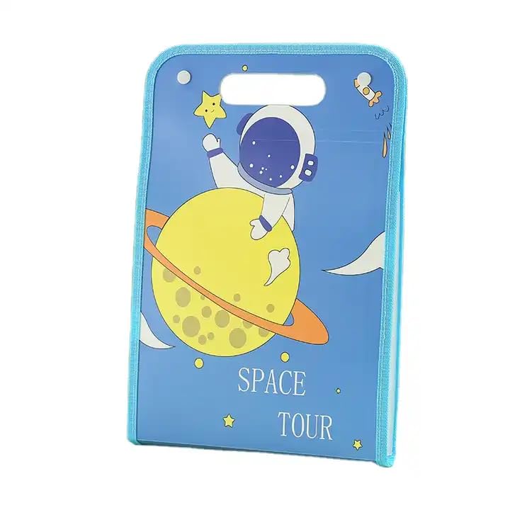Piano Shape File Folder with Button Lock and Handle – Space Theme Certificates Holder with 12 Pockets, Office Documents File, A4 Size Expandable Folders for Documents (Pack of 1; Random Color) (Space or Uncorn print Print) - Toy Temple