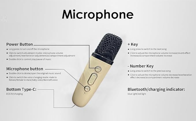 Karaoke Machine for Kids Adults, Mini Portable Blue-Tooth Karaoke Speaker with Wireless Microphone and Dynamic Lights Birthday Gift Home KTV Outdoor Travel (Multicolor) (1) - Toy Temple