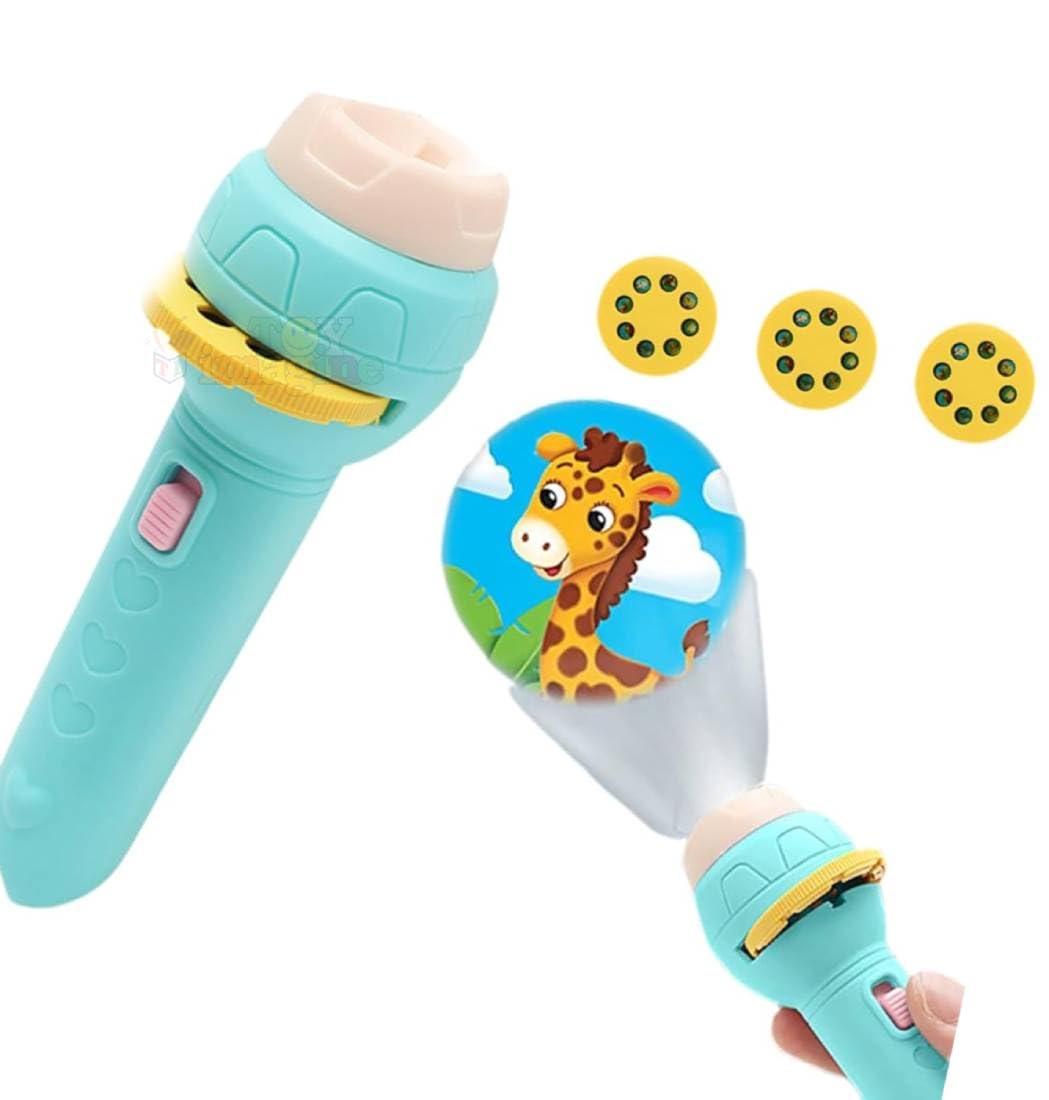 Mini Projector Torch Toy with 3 Slides, 24 Patterns - Safe, ABS Material, Easy, Creative Learning & Bedtime Stories, Transform to Night Light for Ultimate Comfort - Toy Temple