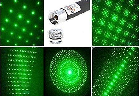 Green Laser Pointer Party Pen with Disco Lights, Up to 2000 Meters Range, and 2 AAA Cells