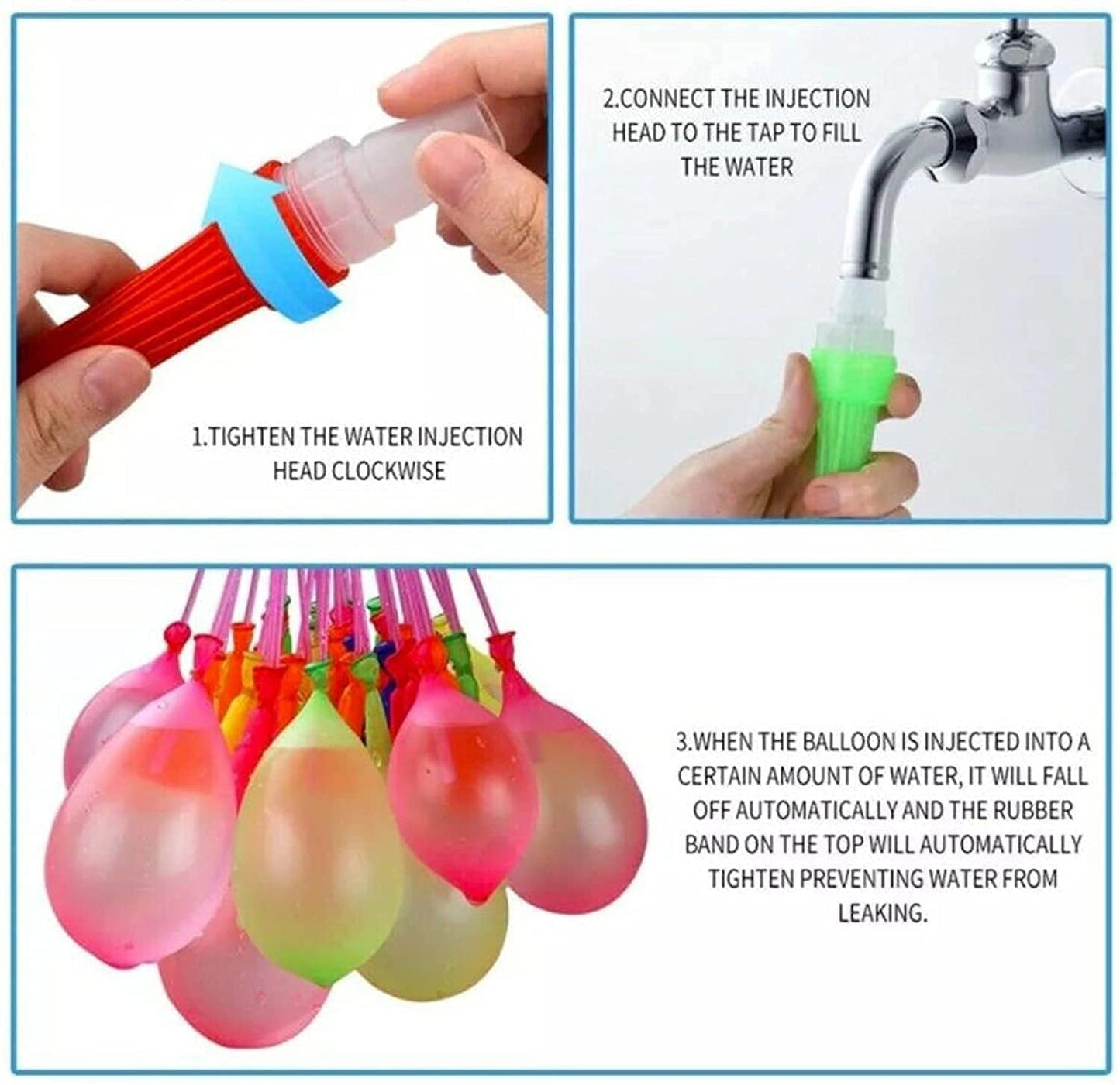 ToyTemple Holi Water Balloon | Automatic Fill And Tie Magic Water Balloons | Set of 3 Bunch | 111 Balloons | Multicolour Avengers Hulk Spiderman Frozen theme