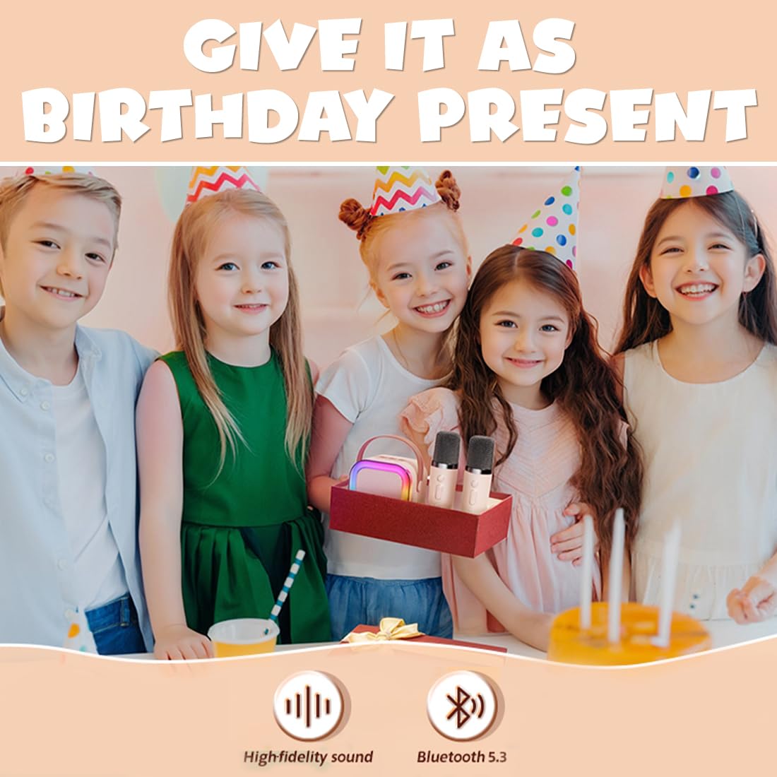 Karaoke Machine for Kids Adults, Mini Portable Blue-Tooth Karaoke Speaker with Wireless Microphone and Dynamic Lights Birthday Gift Home KTV Outdoor Travel