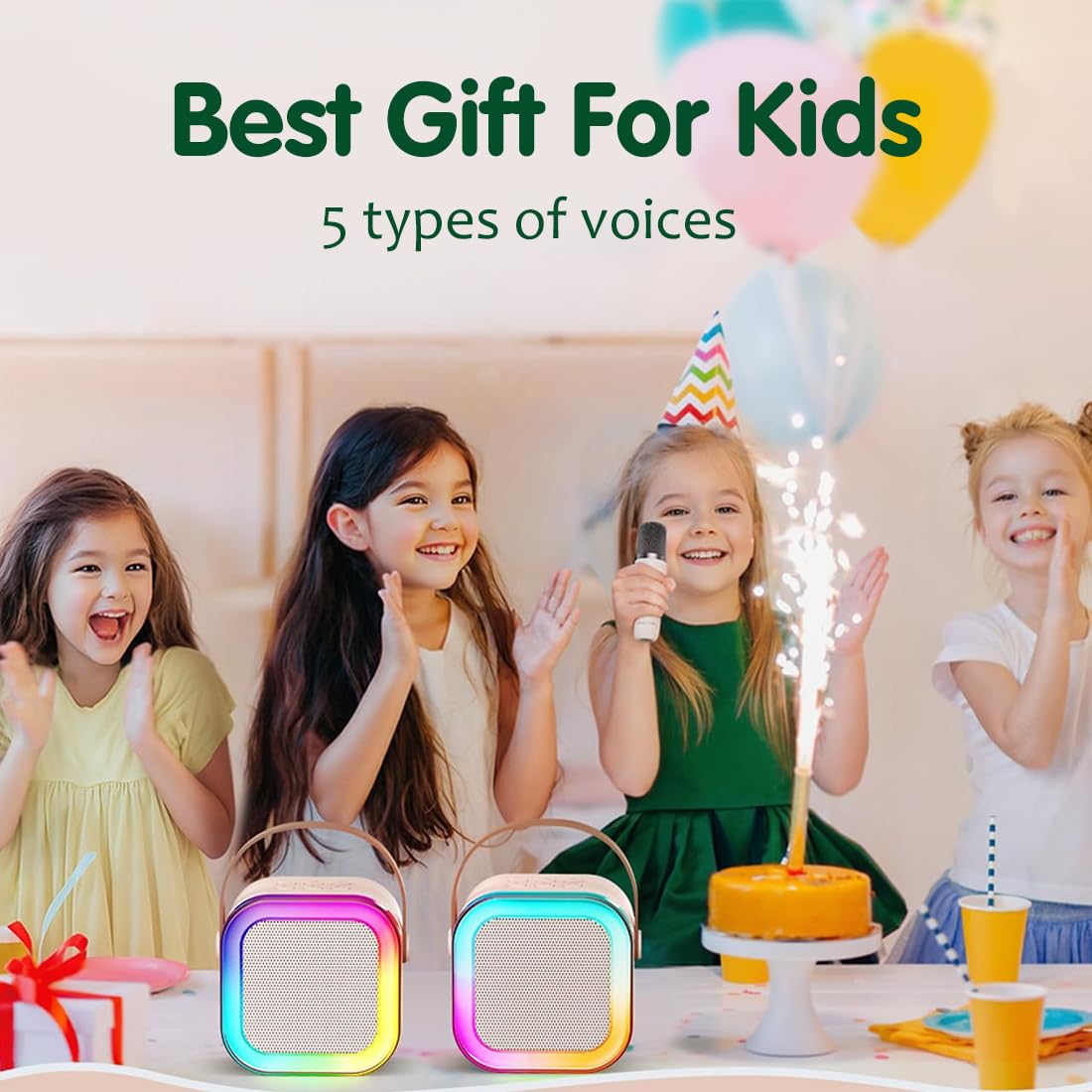 Karaoke Machine for Kids Adults, Mini Portable Blue-Tooth Karaoke Speaker with Wireless Microphone and Dynamic Lights Birthday Gift Home KTV Outdoor Travel