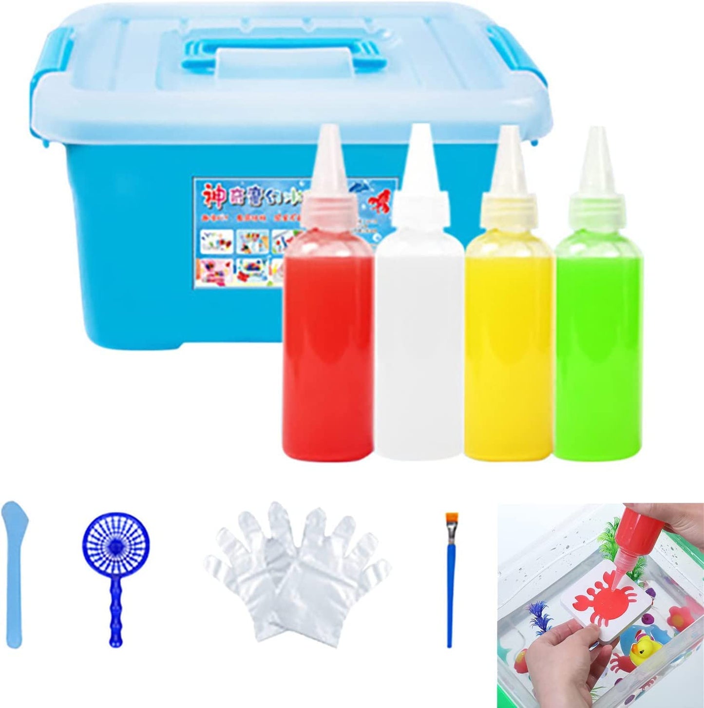Magic Water Elf Toy Kit 3D Handmade Water Toy, Aqua Fairy Toy Set for Kids(4Pcs Bottle & 4Pcs Mold)