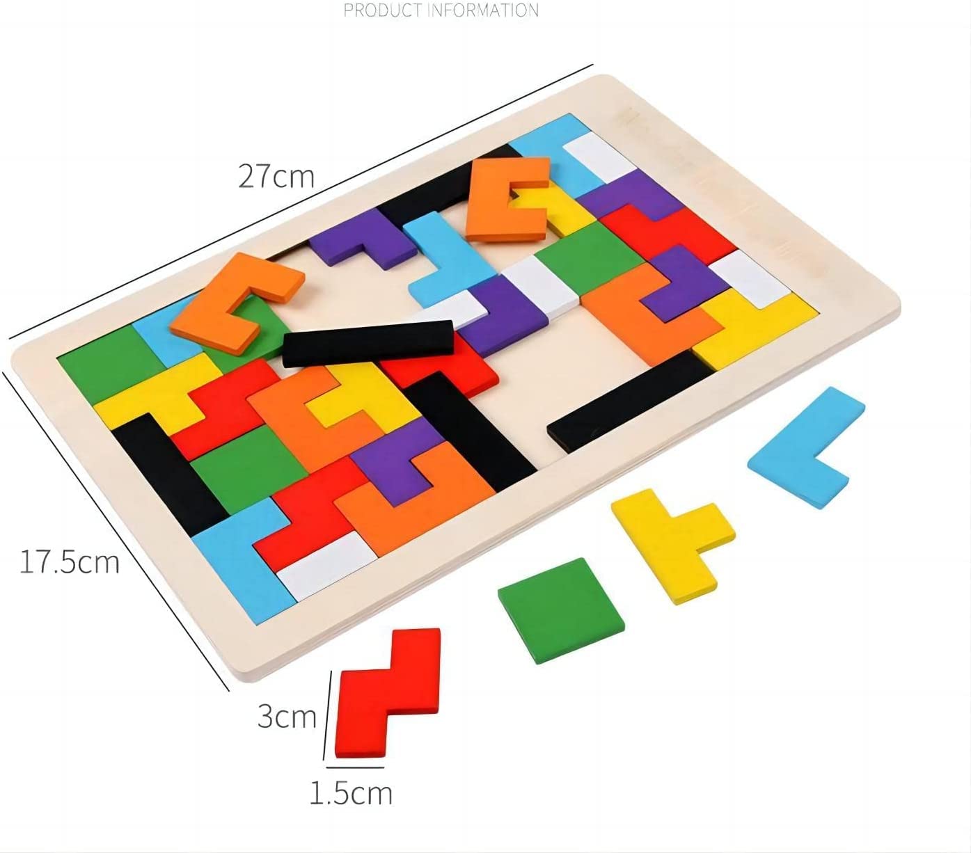 Wooden Intelligence Puzzle Board, Educational Russian Puzzle Block Brain Games for Kids, Multi - Toy Temple