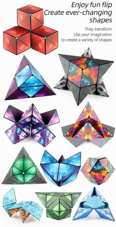 Magic Cube 72 Shape Shifting Puzzle Box - Magnetic Cube Puzzle Fun Cube - Fidget Cube Mind-Challenging Fun Game Magnetic Cube - Toy Temple