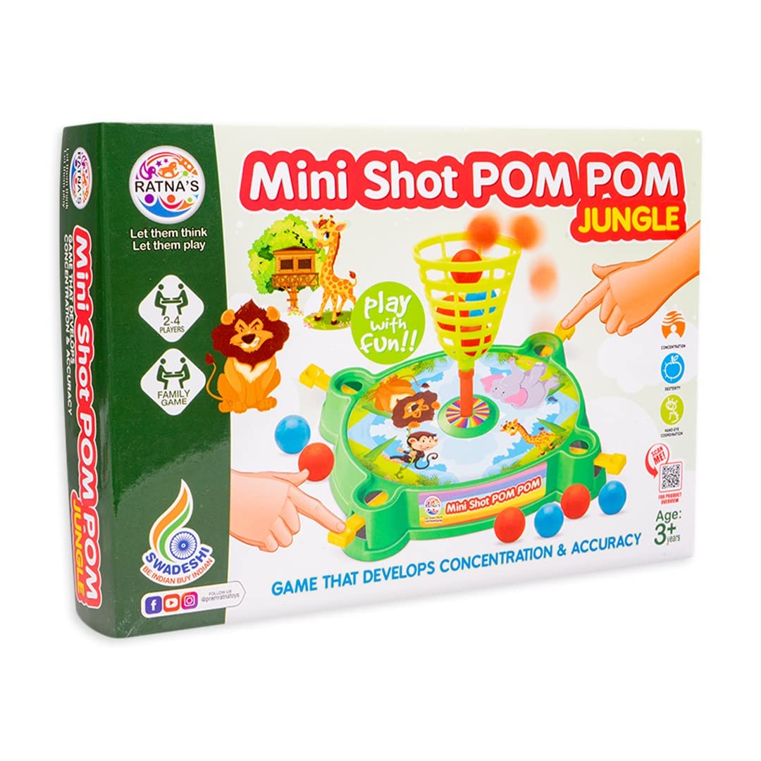 Mini Shot Pom Pom Jungle Printed Basket Ball Family Board Action Game to Play with Fun