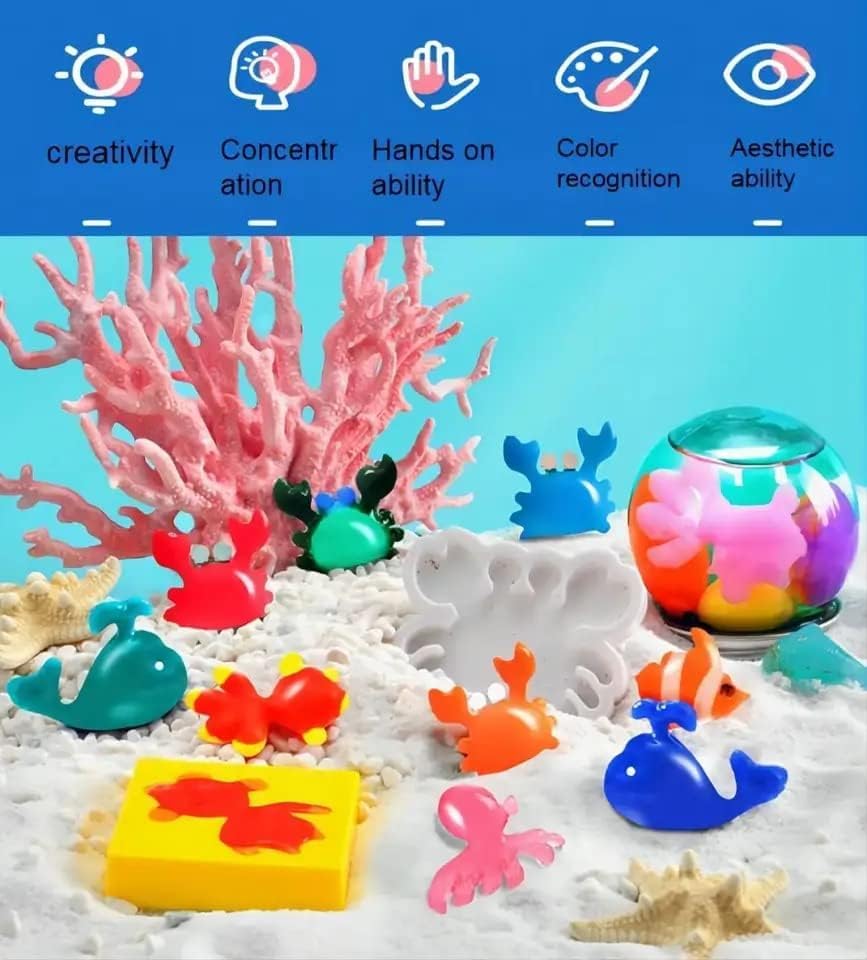 Magic Water Elf Toy Kit 3D Handmade Water Toy, Aqua Fairy Toy Set for Kids(4Pcs Bottle & 4Pcs Mold)