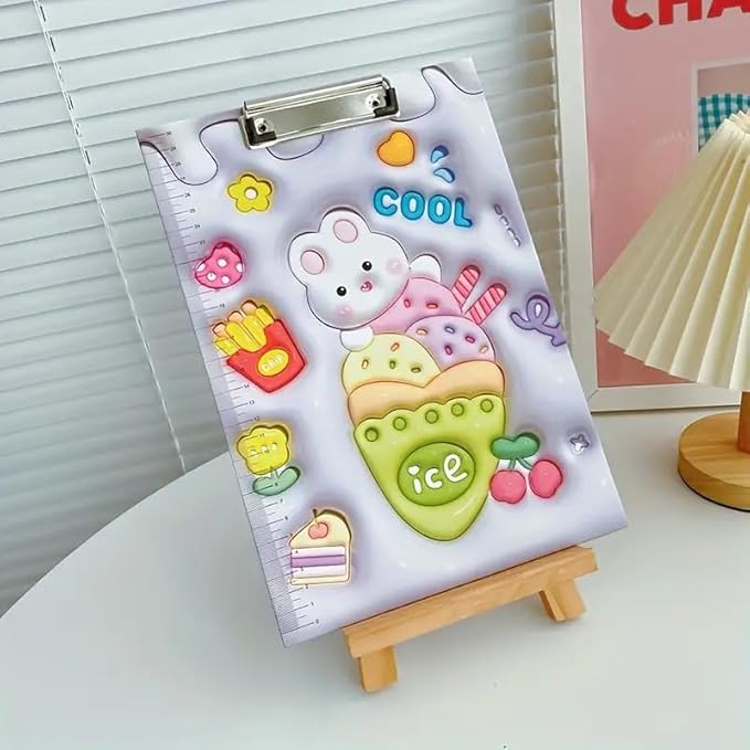 Paper Clipboard Writing Pad, Wooden Pad for Writing, 3D Printed Board with Clip, Lightweight Clipboard Writing Pad for Kids Study Exam (Multi-Color) - Toy Temple