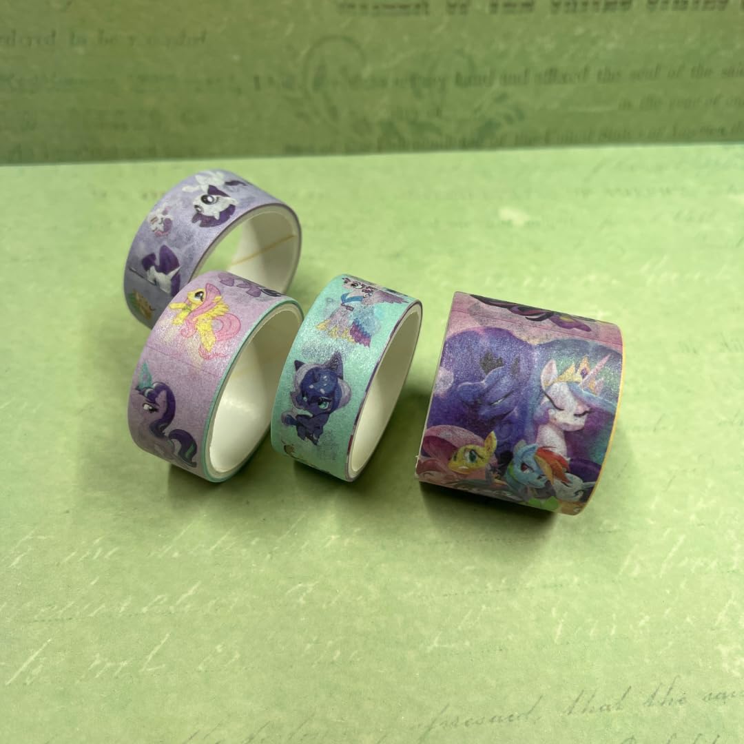 Washi Tape and Stickers Set Printed Decorative Paper Masking Tape Waterproof Sticker for Scrapbook, Bullet Journal, DIY Art & Craft, Multicolor Pack of 1 (Little Pony) - Toy Temple