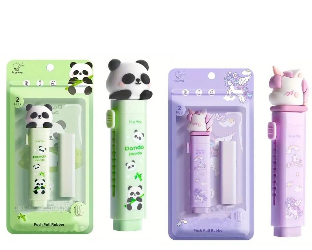 Eraser Combo for Kids – Cutter Shaped Eraser Set for Kids, Stationary Set for Kids, Rubber Eraser for Kids, Fancy Kawaii Erasers – Pack of 1 (Panda or Unicorn) - Toy Temple