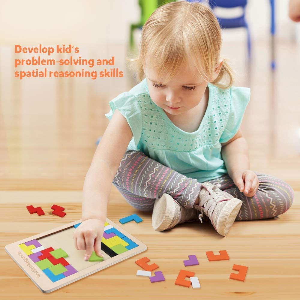 Wooden Intelligence Puzzle Board, Educational Russian Puzzle Block Brain Games for Kids, Multi - Toy Temple