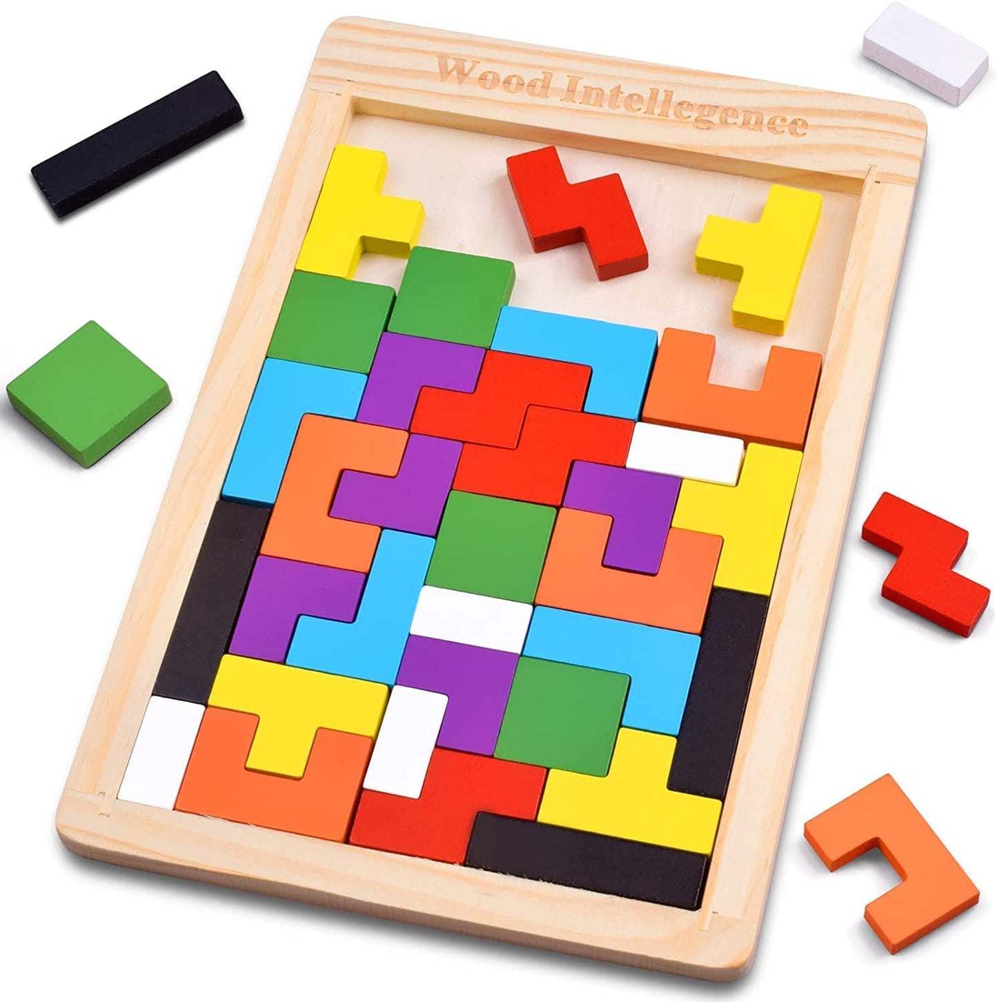 Wooden Intelligence Puzzle Board, Educational Russian Puzzle Block Brain Games for Kids, Multi - Toy Temple