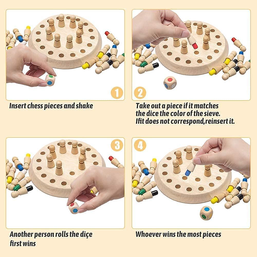Wooden Memory Match Stick Chess Game Set, Funny Block Board Game Children Learning and Educational Parent-Child Interaction Toy Brain Training Games for Kids