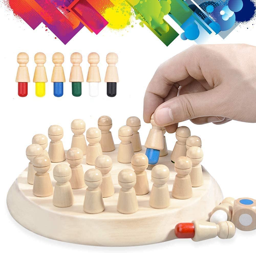 Wooden Memory Match Stick Chess Game Set, Funny Block Board Game Children Learning and Educational Parent-Child Interaction Toy Brain Training Games for Kids