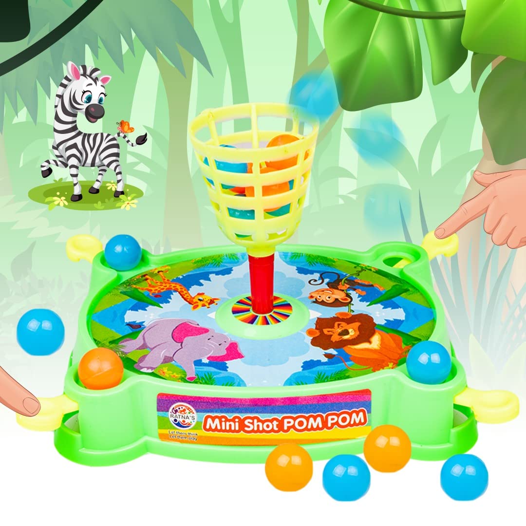 Mini Shot Pom Pom Jungle Printed Basket Ball Family Board Action Game to Play with Fun
