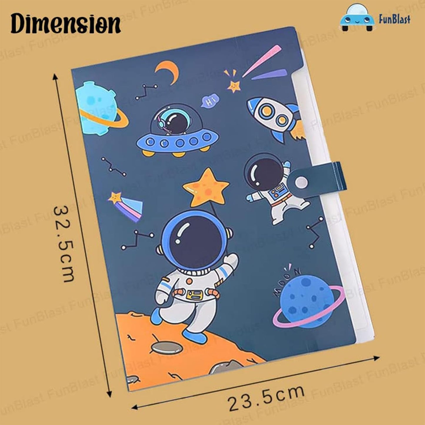 File Folder A4 Paper With Button Lock Pack Of 4 Pcs Certificates Holder With 6 Pockets, Office Documents File, Expandable Folders For Documents, Multicolor(Space Unicorn themes) Perfect for return gift - Toy Temple
