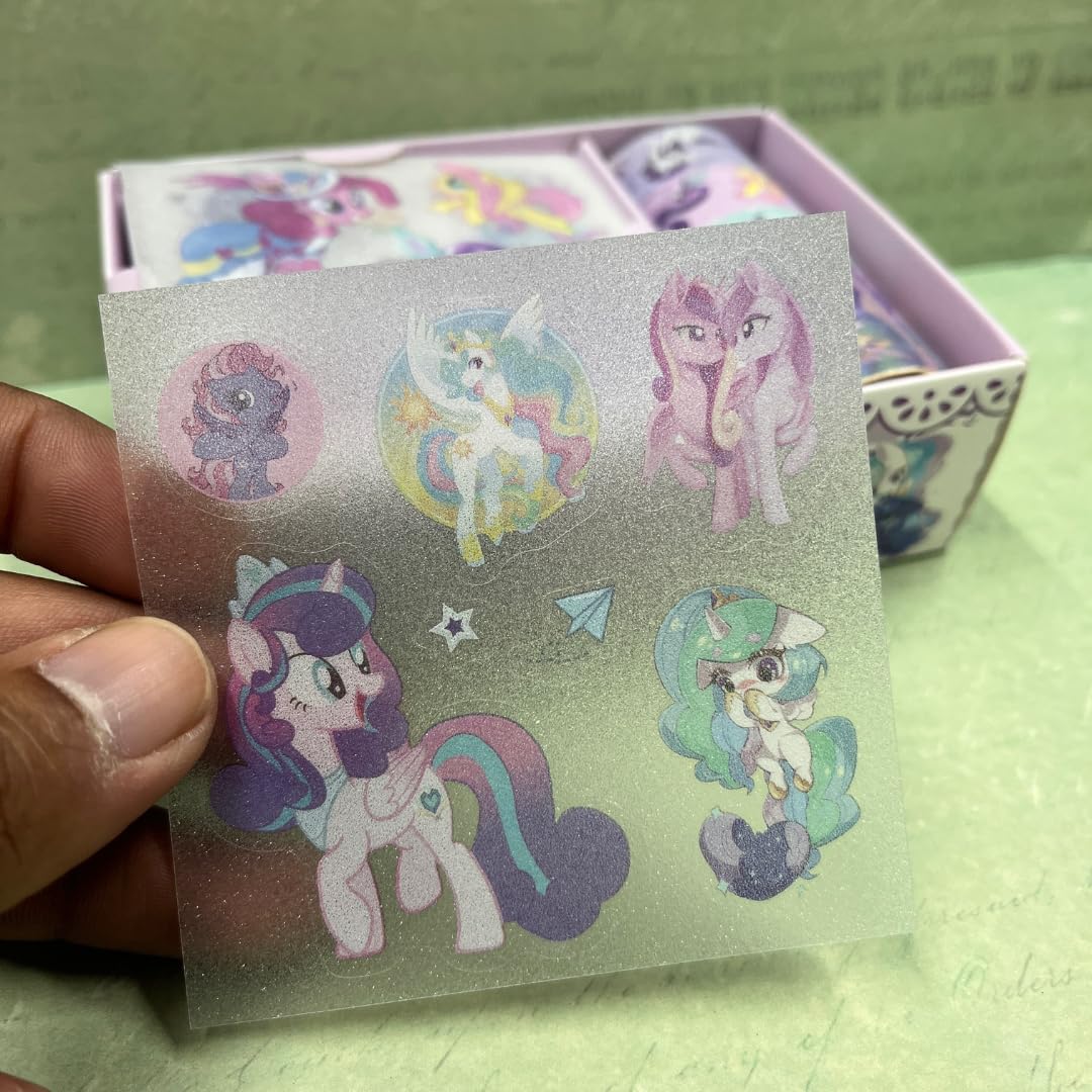 Washi Tape and Stickers Set Printed Decorative Paper Masking Tape Waterproof Sticker for Scrapbook, Bullet Journal, DIY Art & Craft, Multicolor Pack of 1 (Little Pony) - Toy Temple