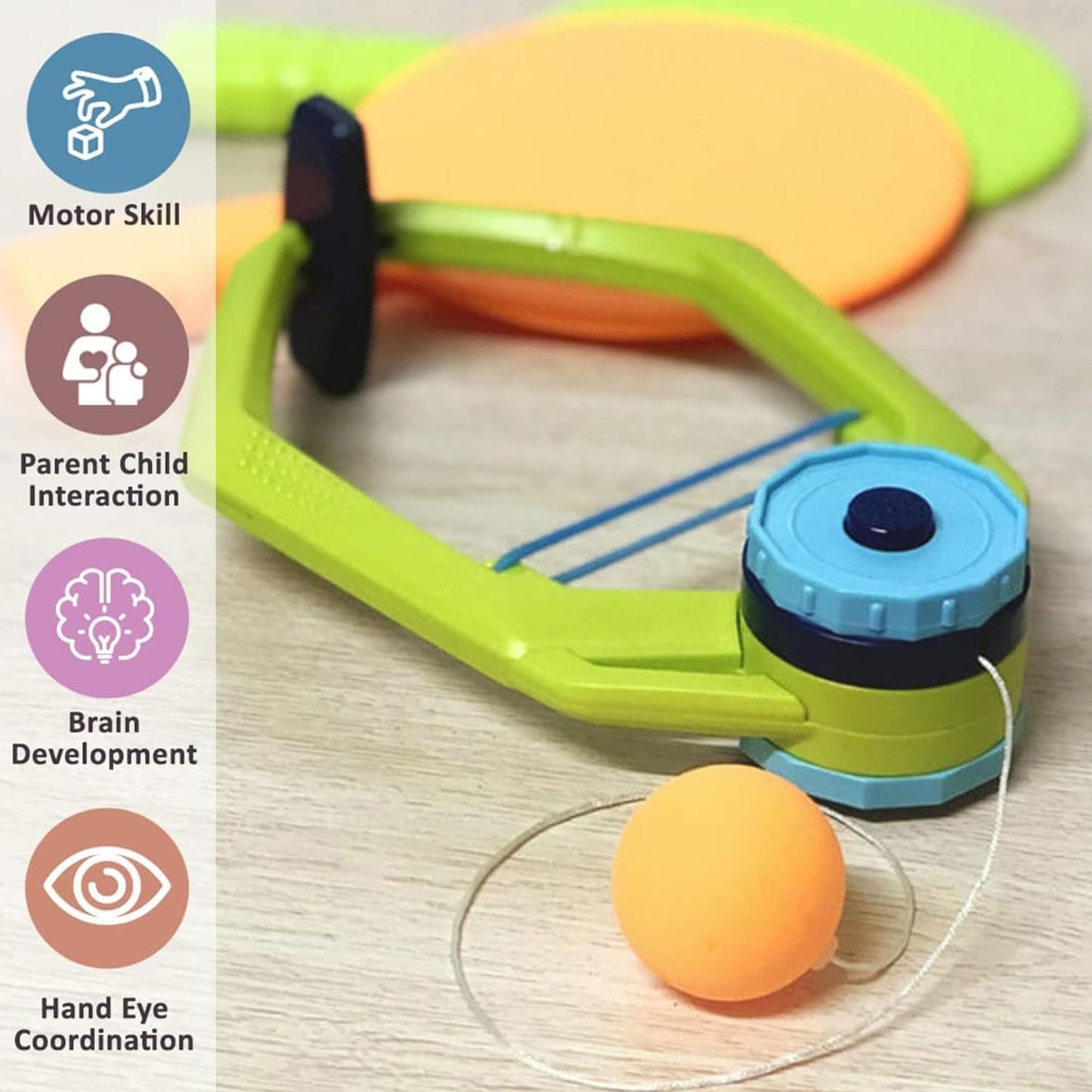 Hanging Table Tennis Trainer Ball Set Ping Pong Indoor Games for Kids | Interactive Fun with 2 Rackets and 5 Balls - Toy Temple