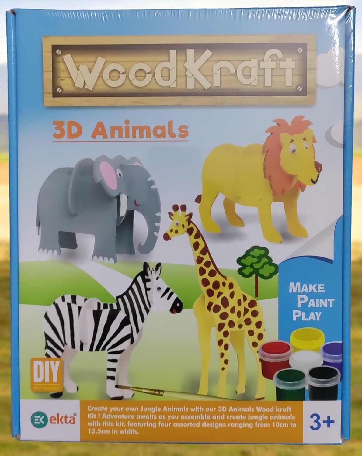 Wood Kraft 3D Animal Art Kit with Stand - Craft Kit | Painting Set | DIY Kit for Girls and Boys.