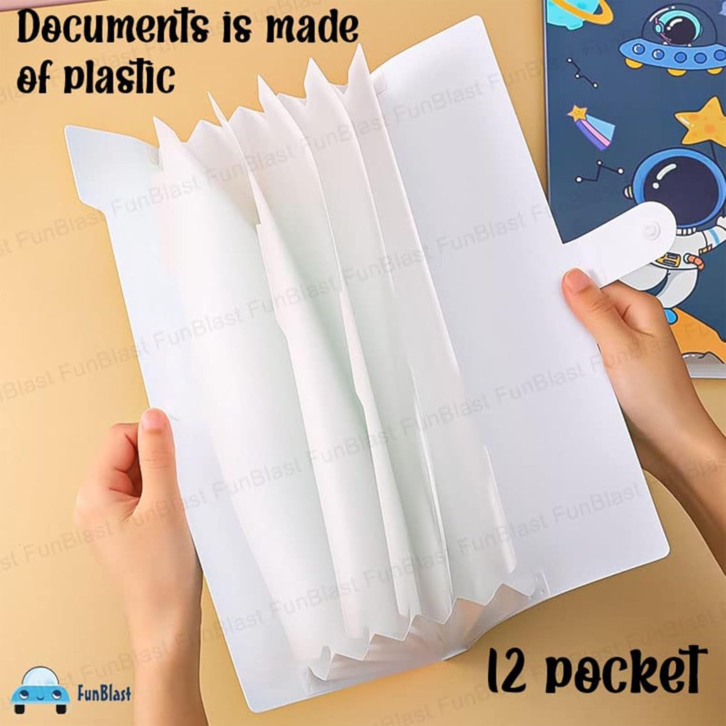 File Folder A4 Paper With Button Lock Pack Of 4 Pcs Certificates Holder With 6 Pockets, Office Documents File, Expandable Folders For Documents, Multicolor(Space Unicorn themes) Perfect for return gift - Toy Temple