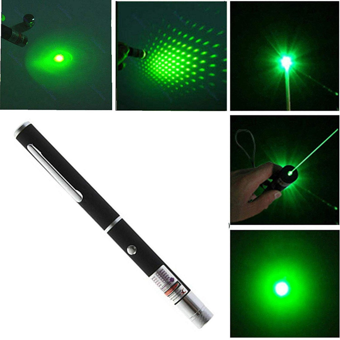 Green Laser Pointer Party Pen with Disco Lights, Up to 2000 Meters Range, and 2 AAA Cells