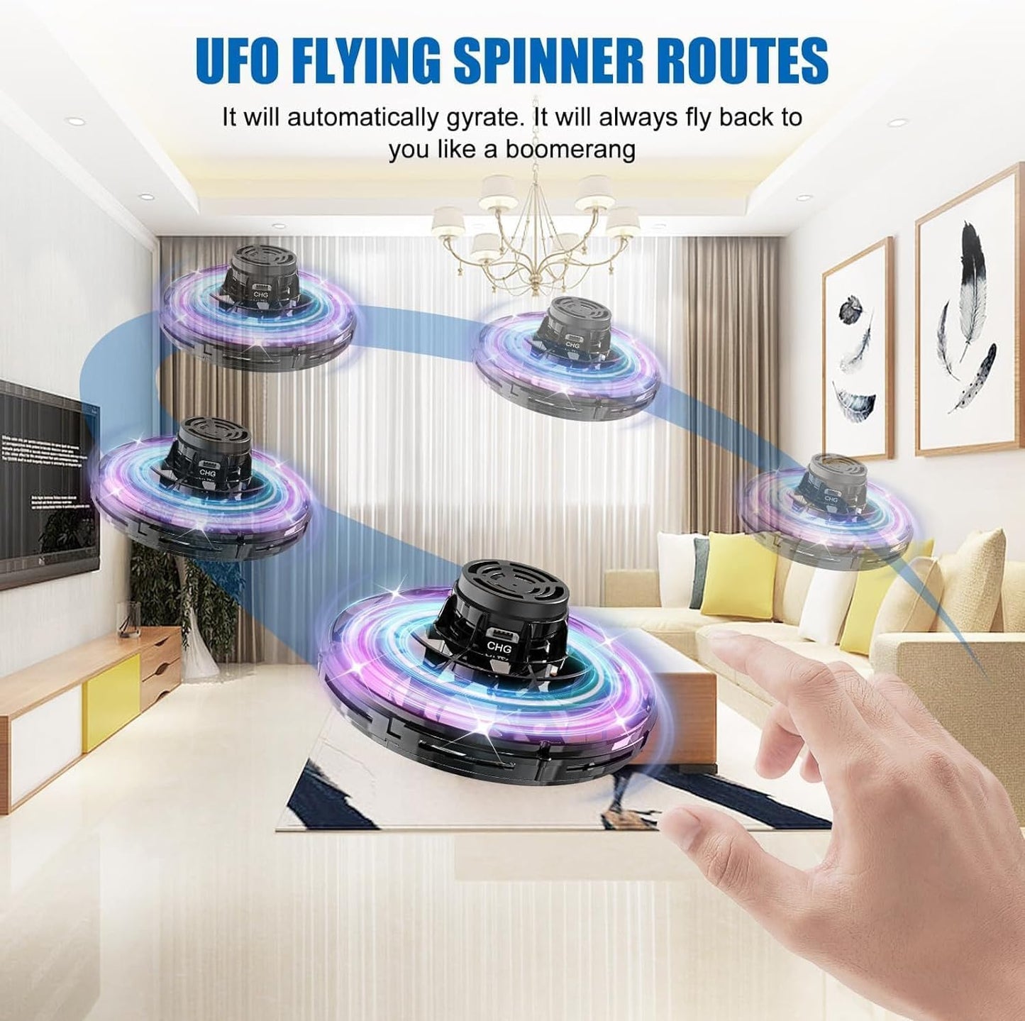 Hand Spinner I Fingertip Upgrade Flight I Mini UFO Drone Flying Spinner I Gyro Flying Spinner Decompression Toy for Adult and Kids Multicolor - Toy Temple