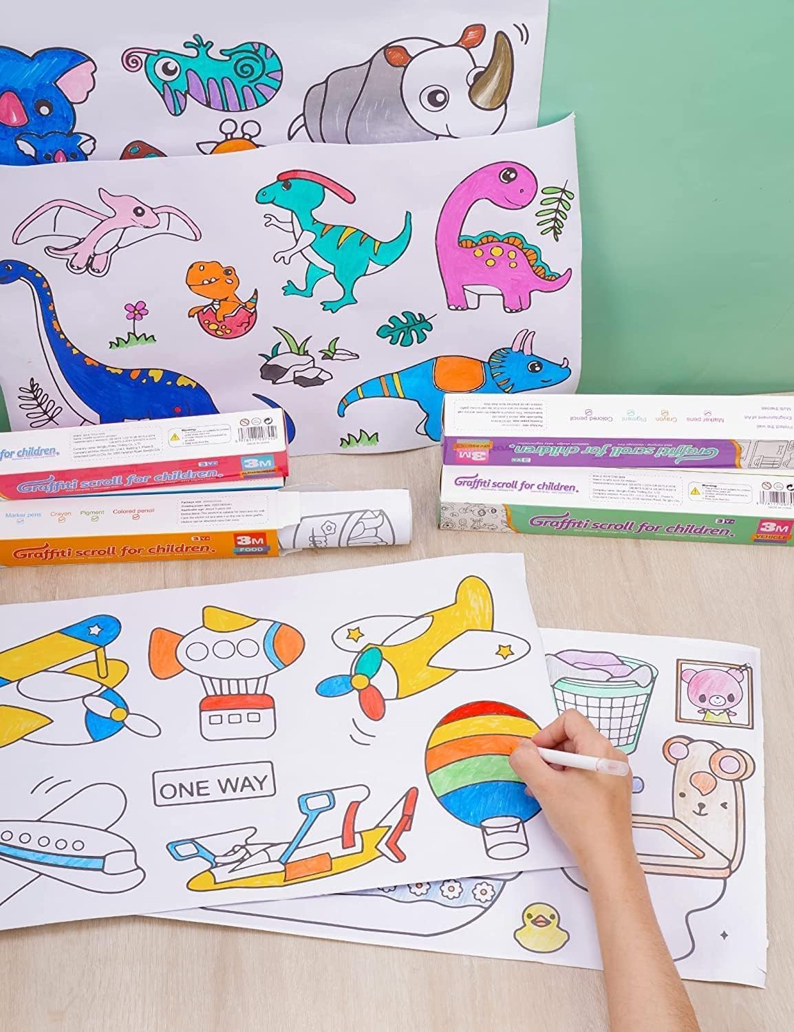 Children's Drawing Roll, Coloring Paper Roll for Kids, 30 X 300 Cm DIY Painting Drawing Paper Roll, Sticky Kids Art Roll, Early Educational Toys for Kids - Toy Temple