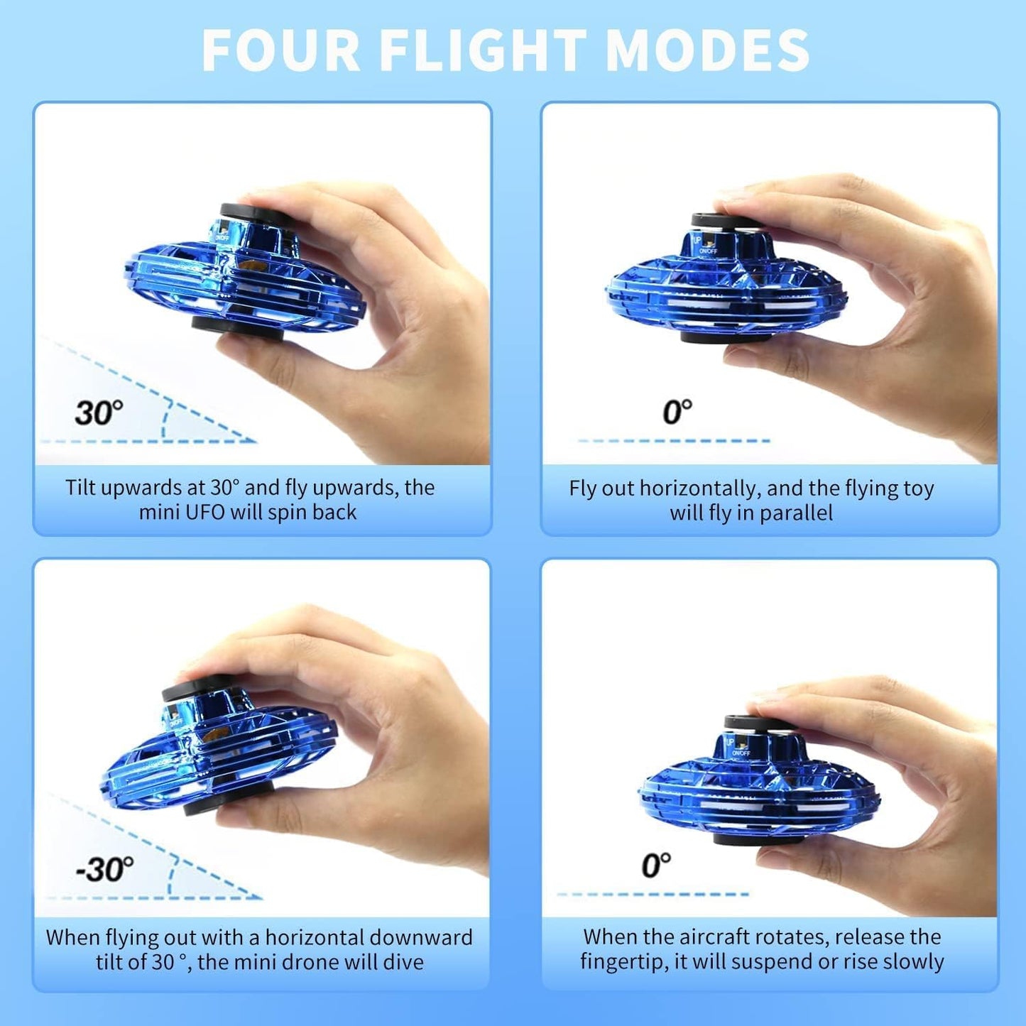 Hand Spinner I Fingertip Upgrade Flight I Mini UFO Drone Flying Spinner I Gyro Flying Spinner Decompression Toy for Adult and Kids Multicolor - Toy Temple