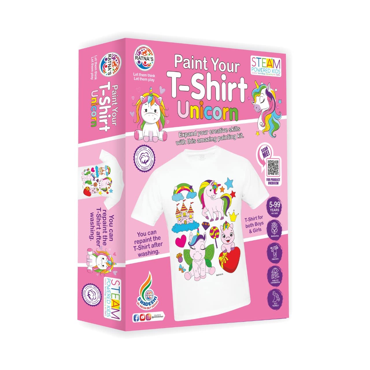 Paint Your T-Shirt Unicorn Theme | Art & Craft DIY Kit for 5-12 Years Kids