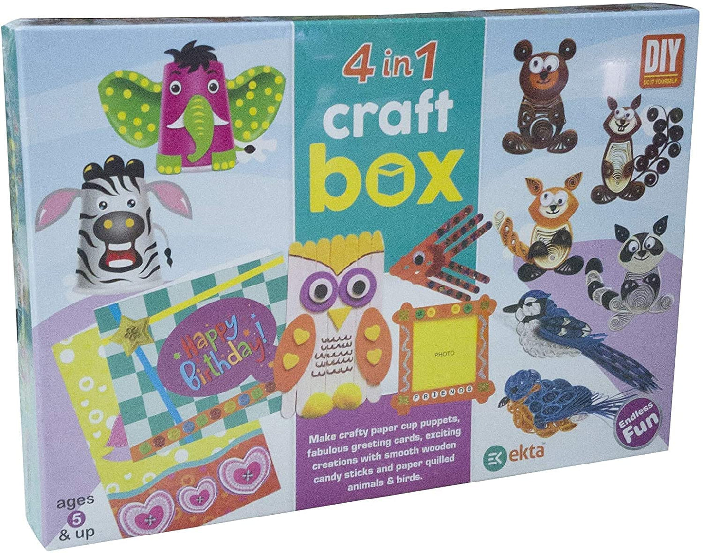 4 in 1 Craft Box Colouring, Candy Game, Paper quilled Game All in one Game for Kids for Girls