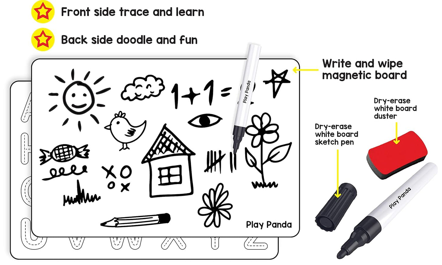 Magnetic Learn To Write Capital Letters - Includes Write And Wipe Magnetic Board, 26 Capital Letter Magnets, Dry Erase Sketch Pen And Duster - Simplify Teaching & Learning
