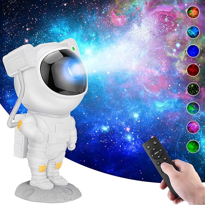 Toy Temple - Astronaut Galaxy Projector with Remote Control - 360Β° Adjustable Timer Kids Astronaut Nebula Night Light, for Gifts, Baby Adults Bedroom, Gaming Room, Home and Party (Corded Electric) - Toy Temple