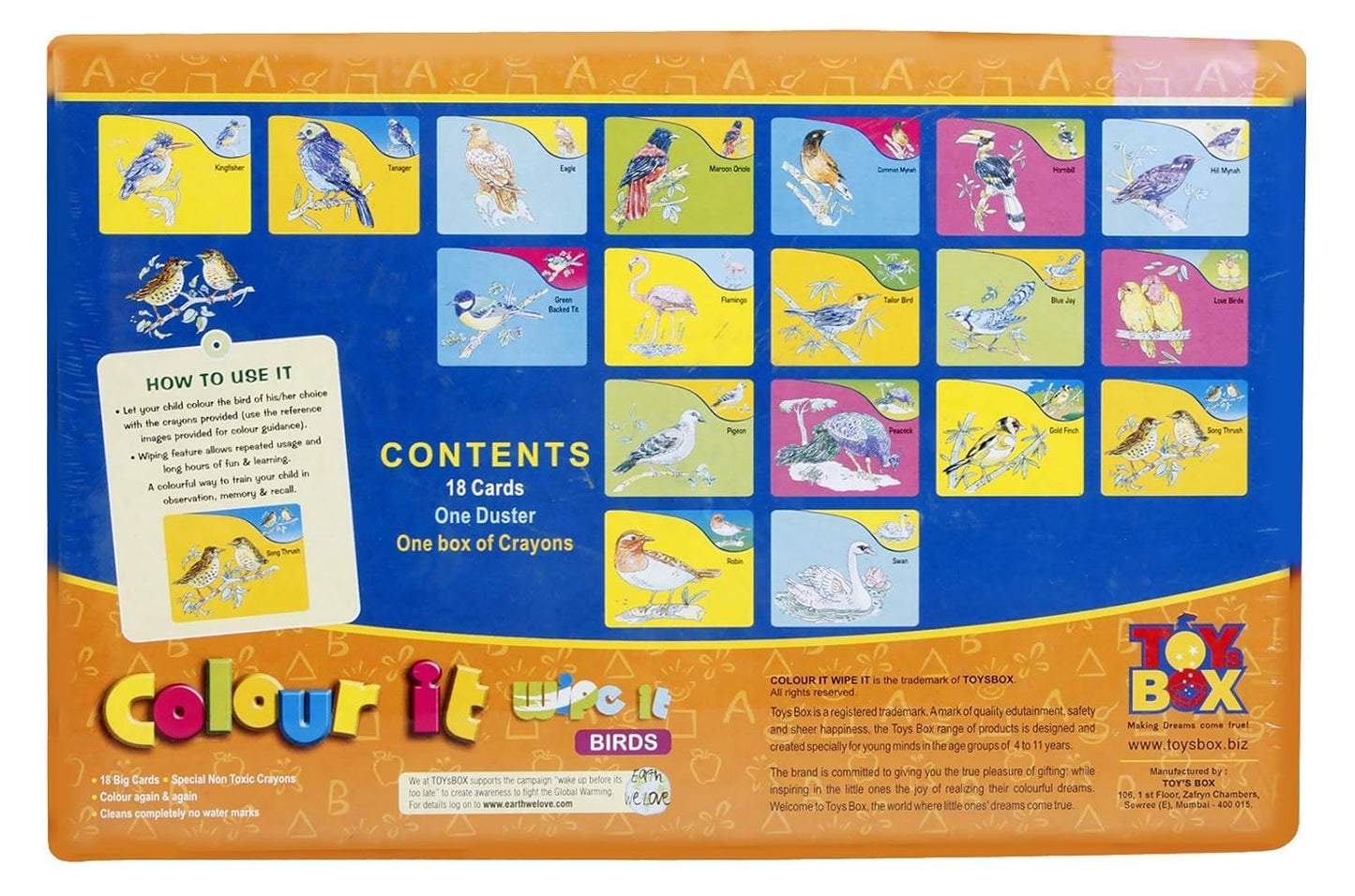 Colour it Wipe it Birds educational Creative Game for Kids to Enhance Their Learning