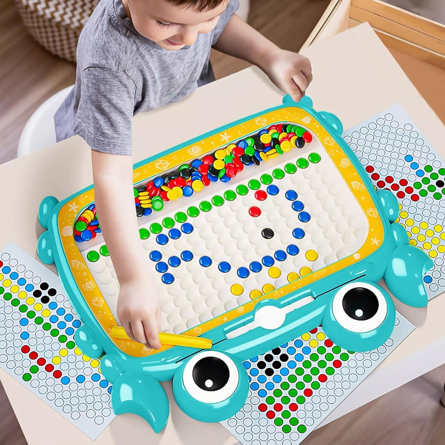 Crab Magnetic Drawing Board with Pen & Beads Kids Educational Toys - Toy Temple