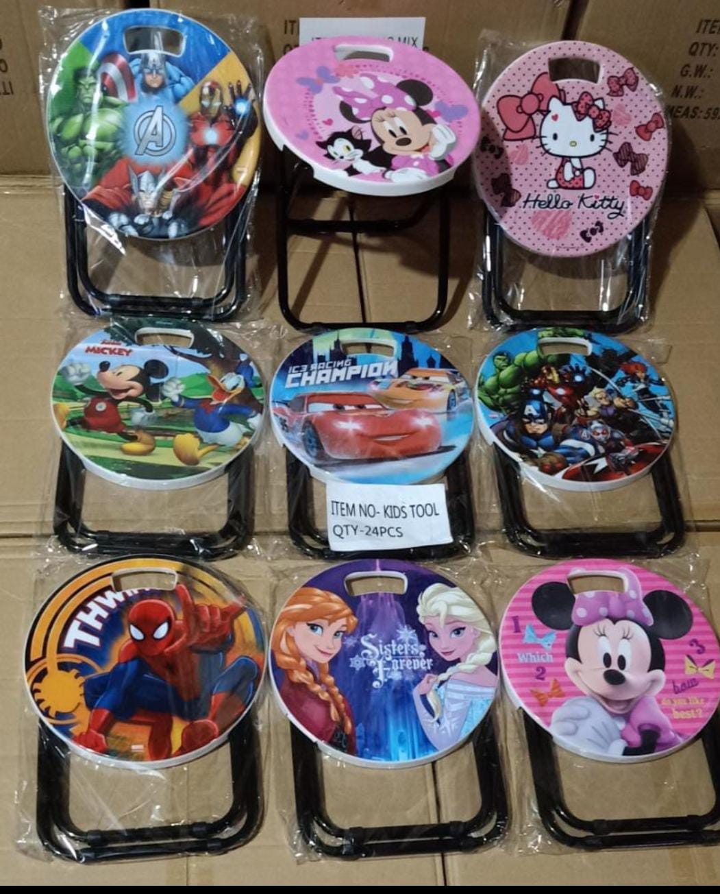 Cartoon Print Stool for Kids, (Any Random Cartoon Character), Pack of 1 - Toy Temple