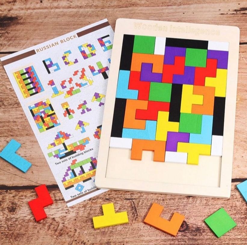 Wooden Intelligence Puzzle Board, Educational Russian Puzzle Block Brain Games for Kids, Multi - Toy Temple