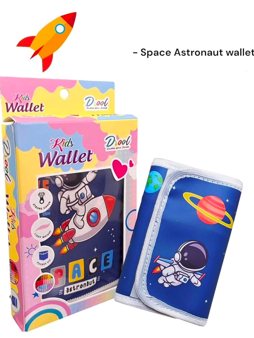 Space Astronaut Trifold Silicon Outdoor Cartoon Wallet for Kids Slim Front Pocket Zipper I Birthday Party Return Gifts for Kids - Toy Temple