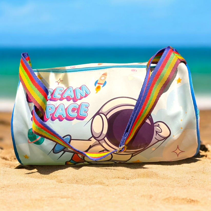 Premium Quality Duffle Bag, Dinosaur Duffle Bag (1 pcs) Multipurpose Travel Bag for Girls/Boys, Gym Bag, Outside Picnic Travelling Bag with Shoulder Strap, Picnic Bag, Spots Bag for Boys Unicorn Dino Space theme available - Toy Temple