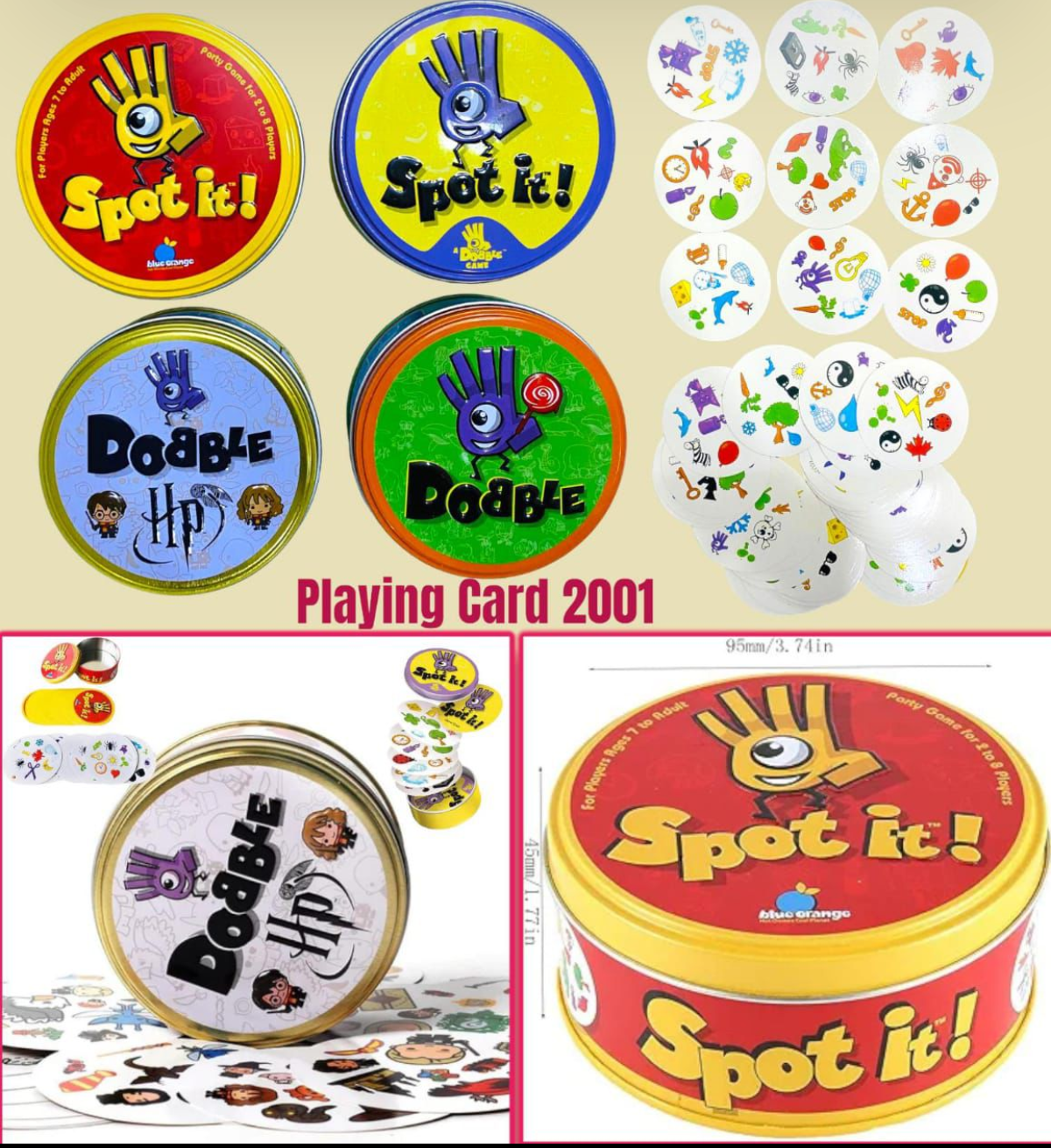 Dobble or Spot it- Strategy Game, Family Card Game, 2-8 Player Game, for 6 Years and Above, Teen, Multicolor - Toy Temple