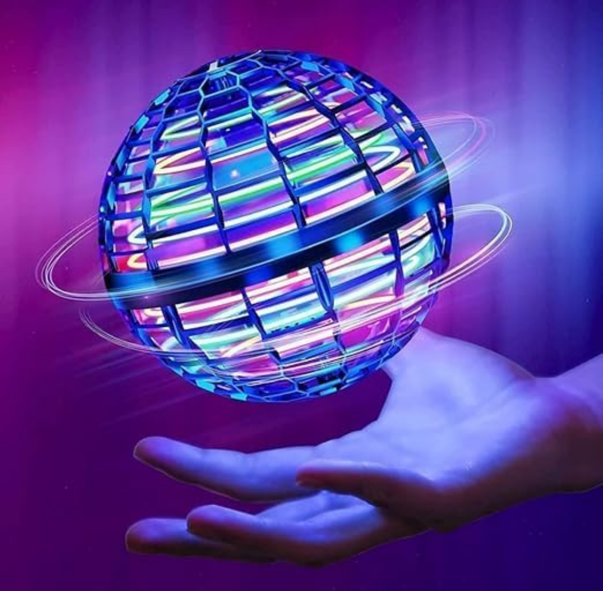 Flying Ball Toy, Flying Orb Ball Boomerang Mini Pro Spinner Toys for Boys Girls Kids Adult Indoor Outdoor, USB Rechargeable Built-in RGB Lights 360°Rotating(Multi Color)(1 PIS) - Toy Temple