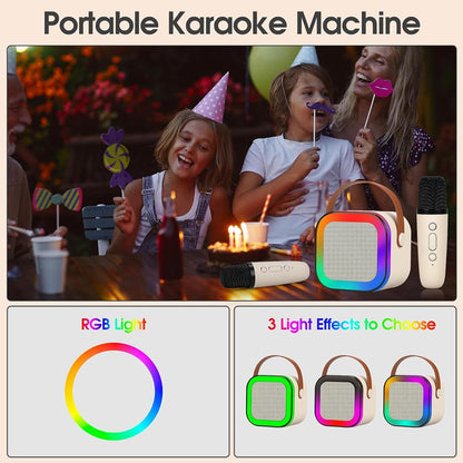 Karaoke Machine for Kids Adults, Mini Portable Blue-Tooth Karaoke Speaker with Wireless Microphone and Dynamic Lights Birthday Gift Home KTV Outdoor Travel