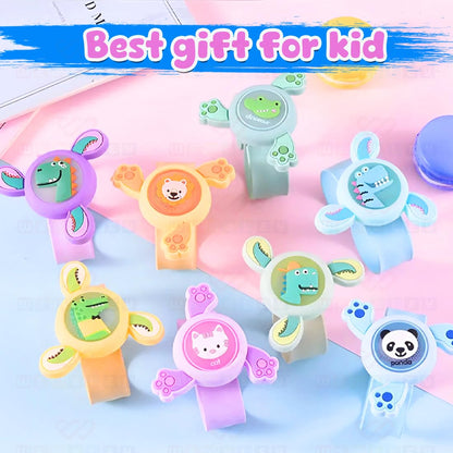 Wrist Band for Kids with Spinner Top LED Light Cute Cartoon Bracelet Slap Band for Boys Girls Birthday Party Return Gift Kids Band - 1 Pc, Random Colors - Toy Temple